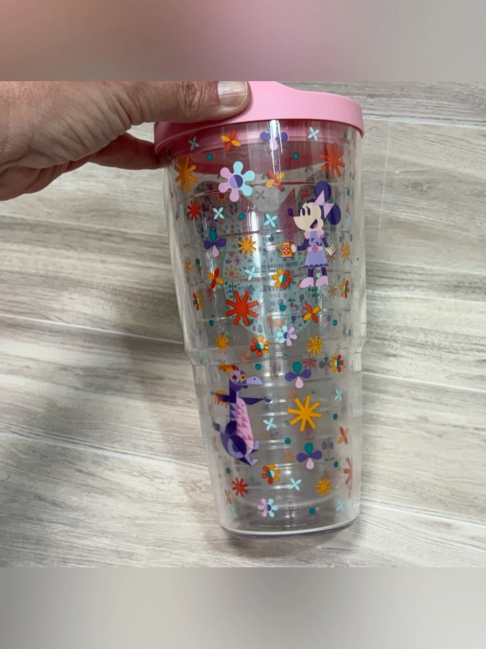 tervis Disney Epcot Clear 24 oz Tumbler with Pink Lid
